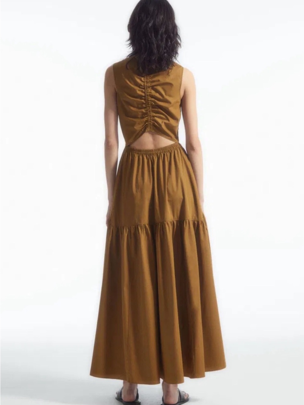 Sleeveless Cutout Maxi Dress in Caramel Brown - COS